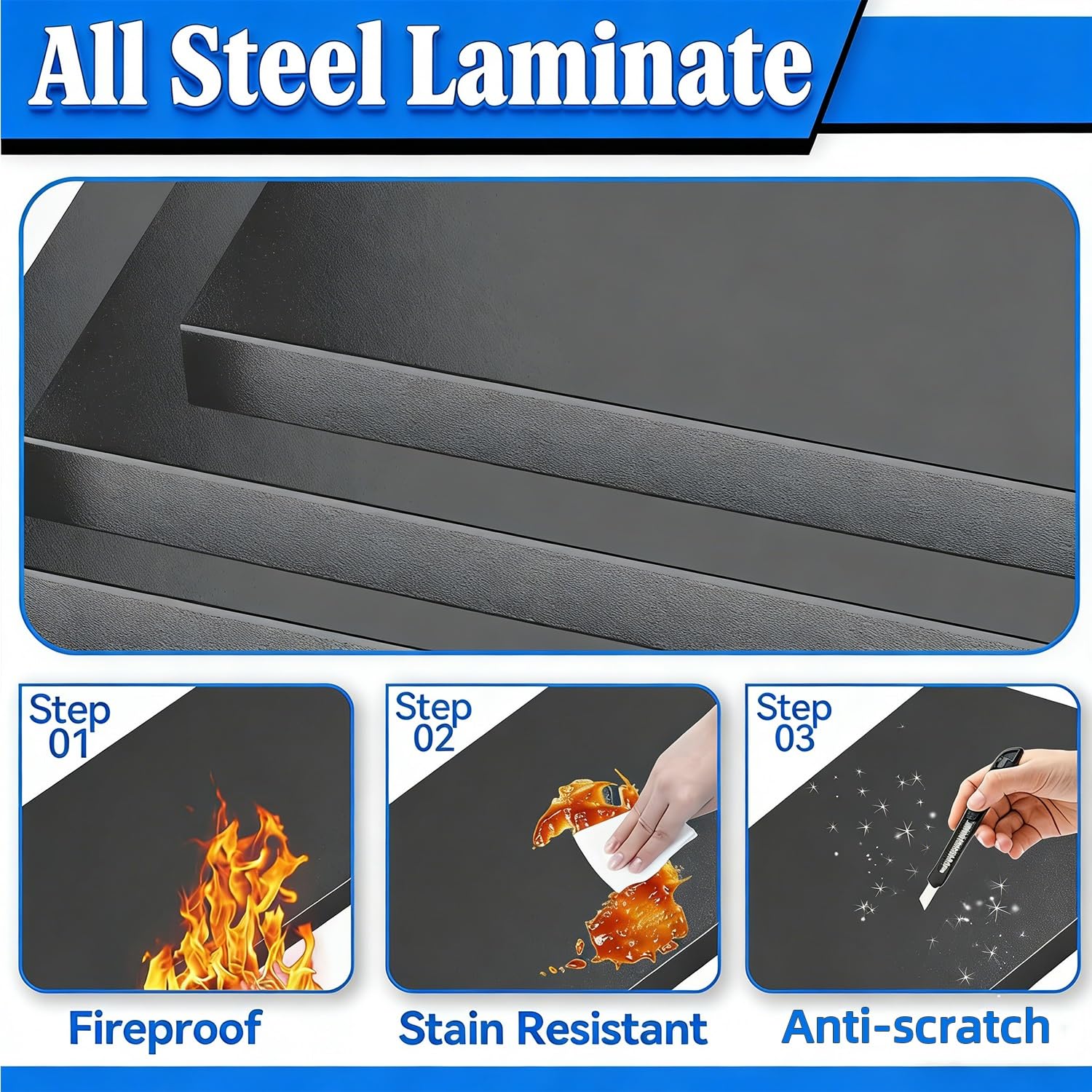 Scaffale da cucina in metallo resistente a 4 ripiani, ripiani regolabili per dispensa e garage (120 cm di altezza x 50 cm di lunghezza x 45 cm di larghezza), soluzione multifunzionale per scaffali per