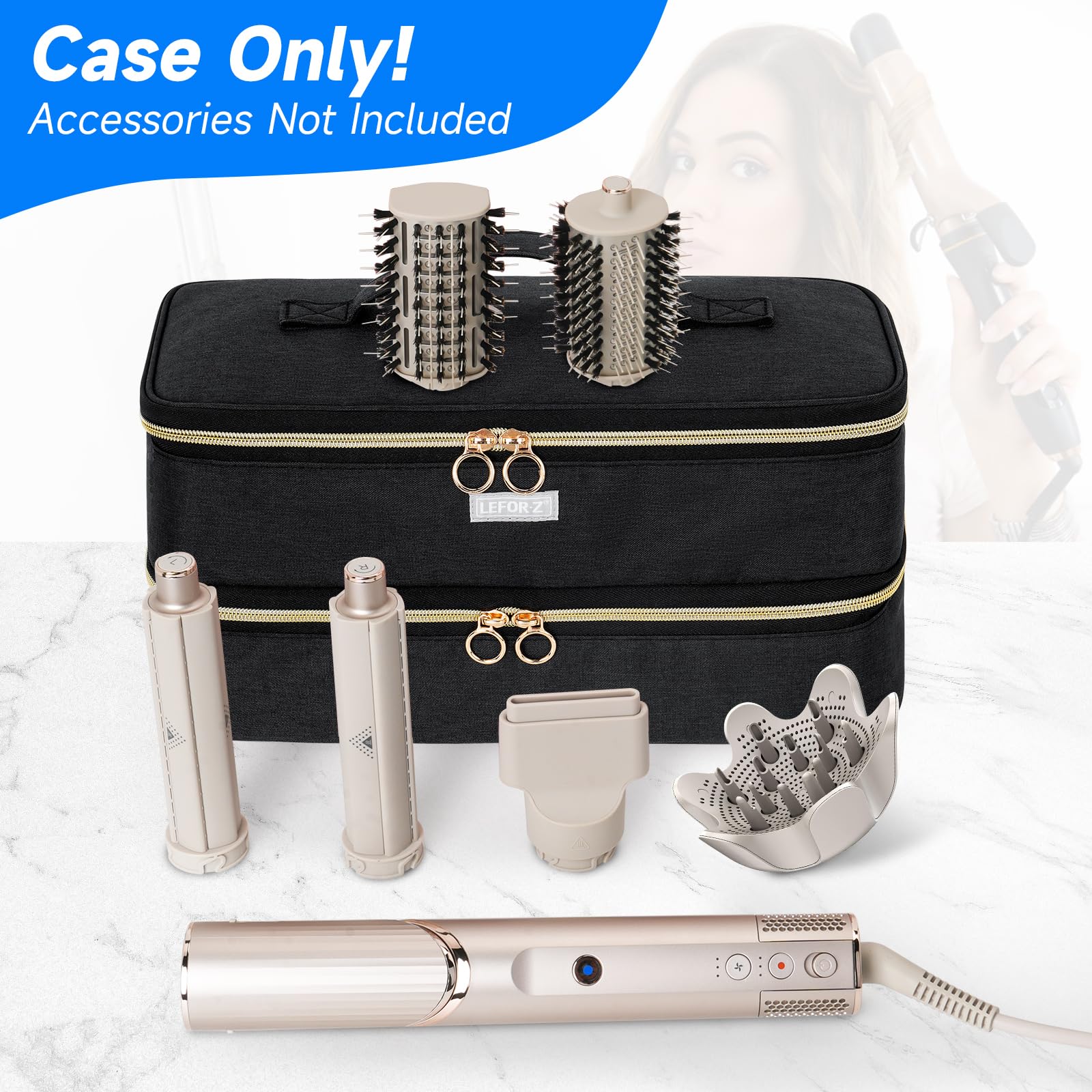 Estuche de transporte de viaje compatible con Shark Flexstyle/FlexFusion/Secador de pelo, bolsa de almacenamiento de herramientas calientes de doble capa para el cabello Dyson Airwrap Styler/Secador 8