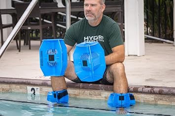 Aquastrength Hydro-Tone Total Body Pool Exercise System, Isokinetic Functional Water Weights, Bells 12 x 7.5, Fins 6.5 x 2.5, Quick Start Guide Included