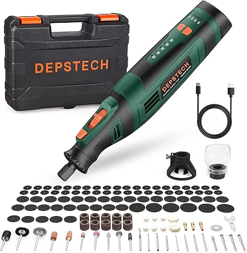DEPSTECH Cordless Rotary Tool Kit, 8V 2.0Ah Rechargeable Battery, 30000RPM