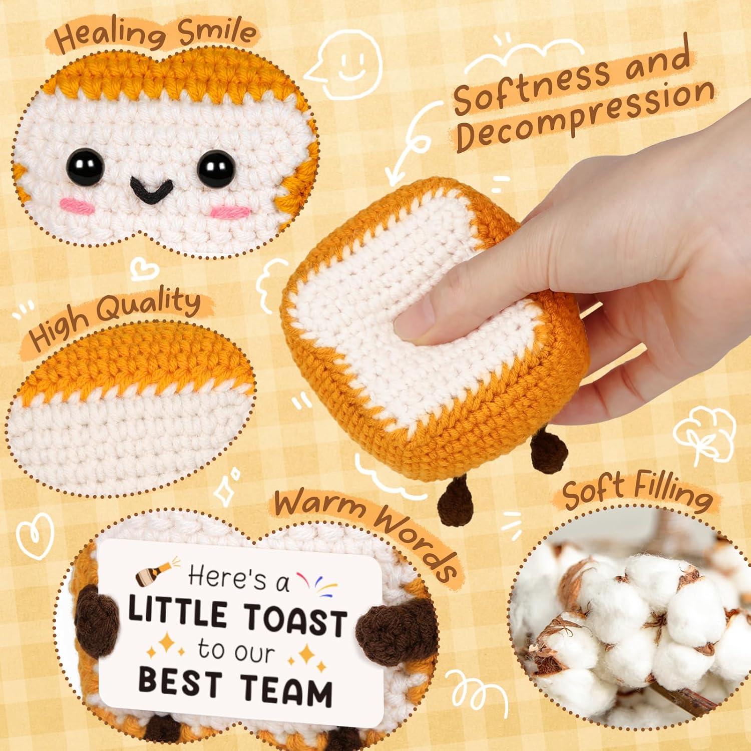 Funny Crochet Toast for Her Him, Positive Employee Appreciation Gifts for Team, Teamwork Best Team Gifts Christmas for Coworkers Colleagues Employees, Inspirational Office Decor Desk Decor - Image 3