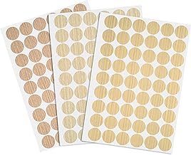 Screw Hole Stickers Self-Adhesive 162 Pieces 3 Sheets, 21 mm with Wood Texture, Ugly Screw Hole Cover Stickers for Screw Caps, Cover, Wood, Wardrobe, Furniture (Light Oak)