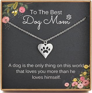 MADAOGO Dog Mom Gifts for Women, 925 Sterling Silver Dog Paw Necklace, Heart Pendant, Motherâ€™s Day Gift for Dog Mom, Dog Lovers Necklace, Dog Memorial, Loss of Dog Sympathy Gift