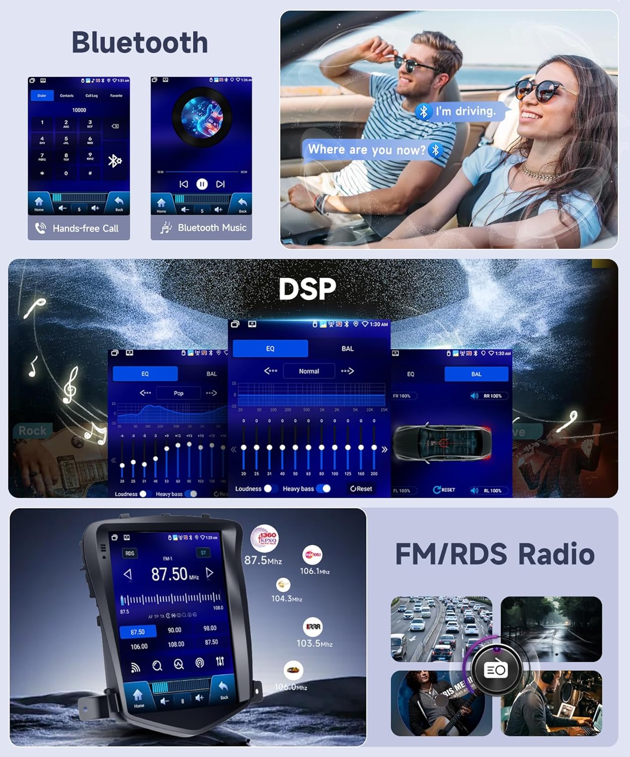 6G+128G Car Radio for Ford Focus 2012-2018 with Wireless CarPlay Android Auto, 9.7 Inch Touchscreen Android Car Stereo with GPS WiFi Mirror Link SWC Bluetooth FM RDS DSP Backup Camera