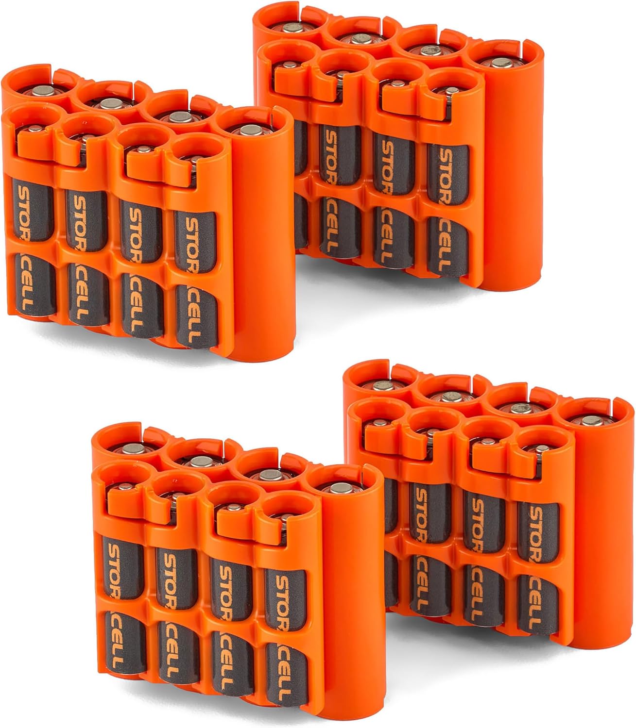 Storacell AA + AAA Combo Battery Storage Caddy and Dispenser (Pack of 4), Military Green, Holds 4 AA+4 AAA Batteries (Not Included), Durable & Compact, The Original Battery Caddy, Made in The USA