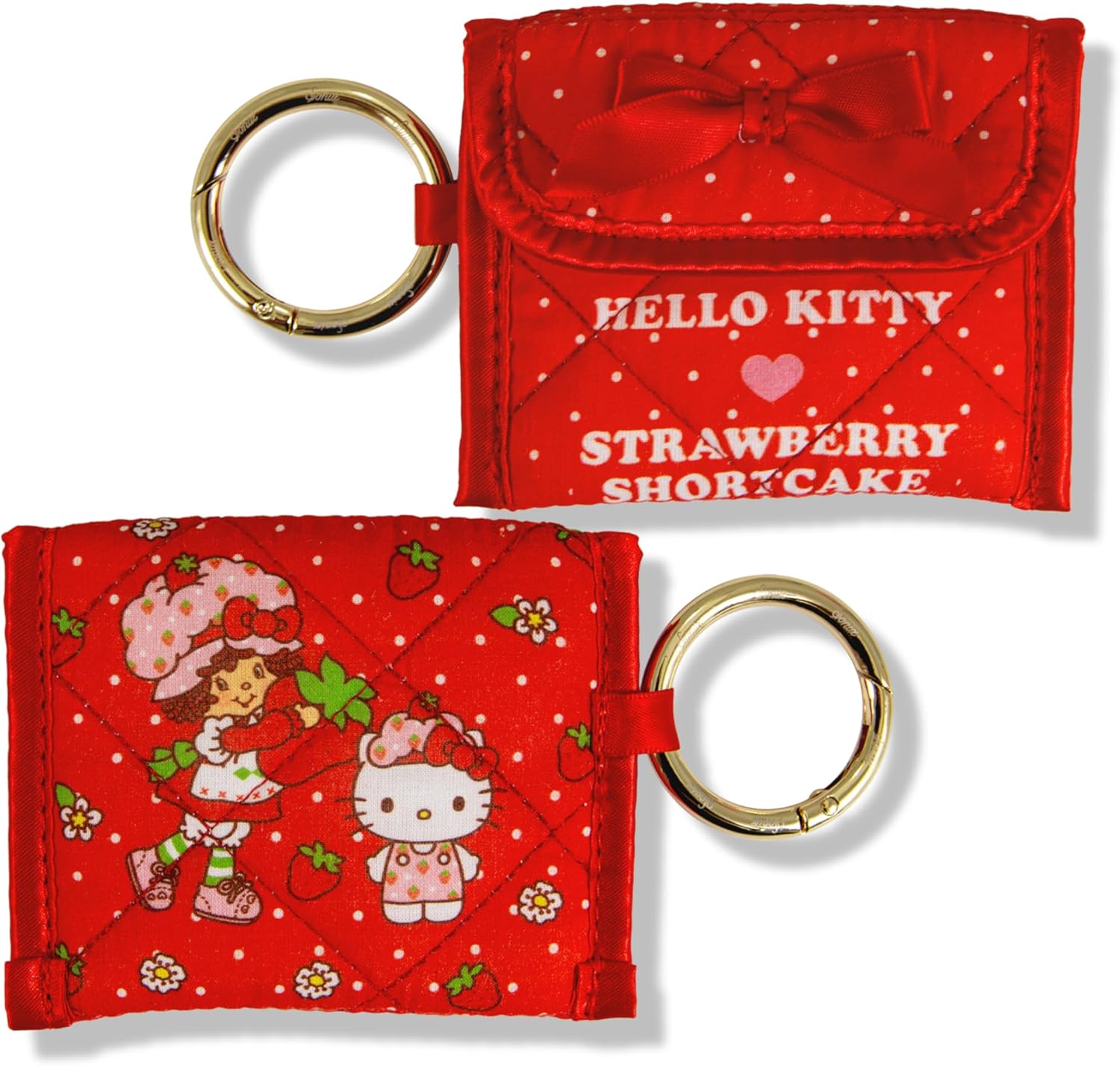 Sonix x Sanrio Quilted Earbud Pouch | Premium Cotton Bag Charm for AirPods, Keychain Storage Case Cover with Carabiner Ring | Hello Kitty Pink Bows