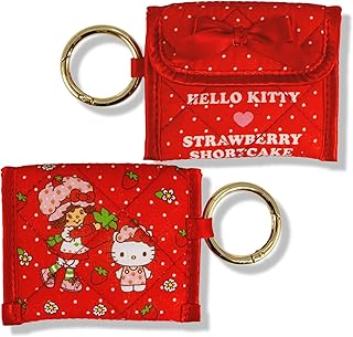 Sonix x Sanrio Quilted Earbud Pouch | Premium Cotton Bag Charm for AirPods, Keychain Storage Case Cover with Carabiner Ring | Hello Kitty x Strawberry Shortcake