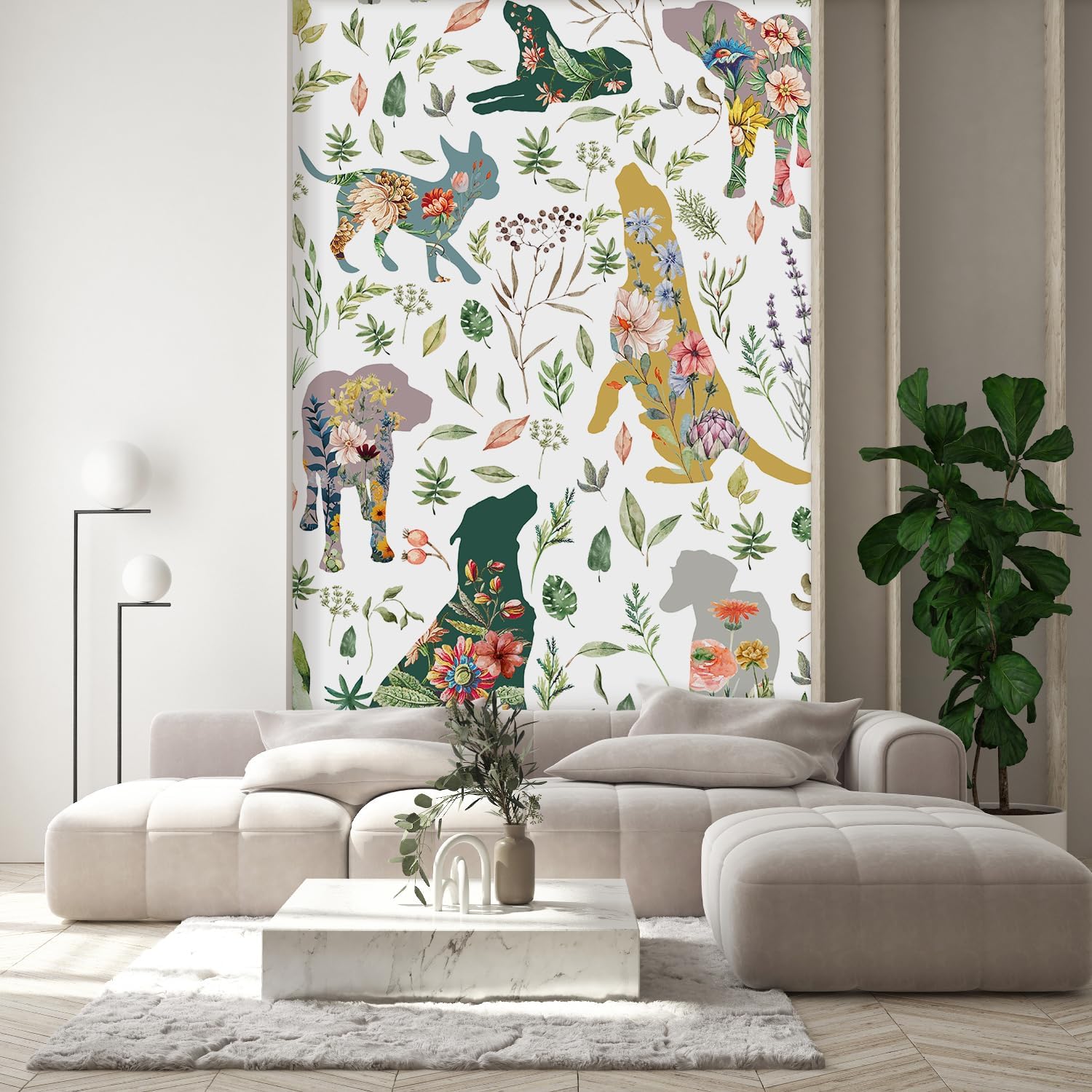 MUDECOR Wall Mural Whimsical Animal Silhouette Playful Removable Self-Adhesive Wallpaper Wall Decoration for Bedroom Living Room - 96"x48"