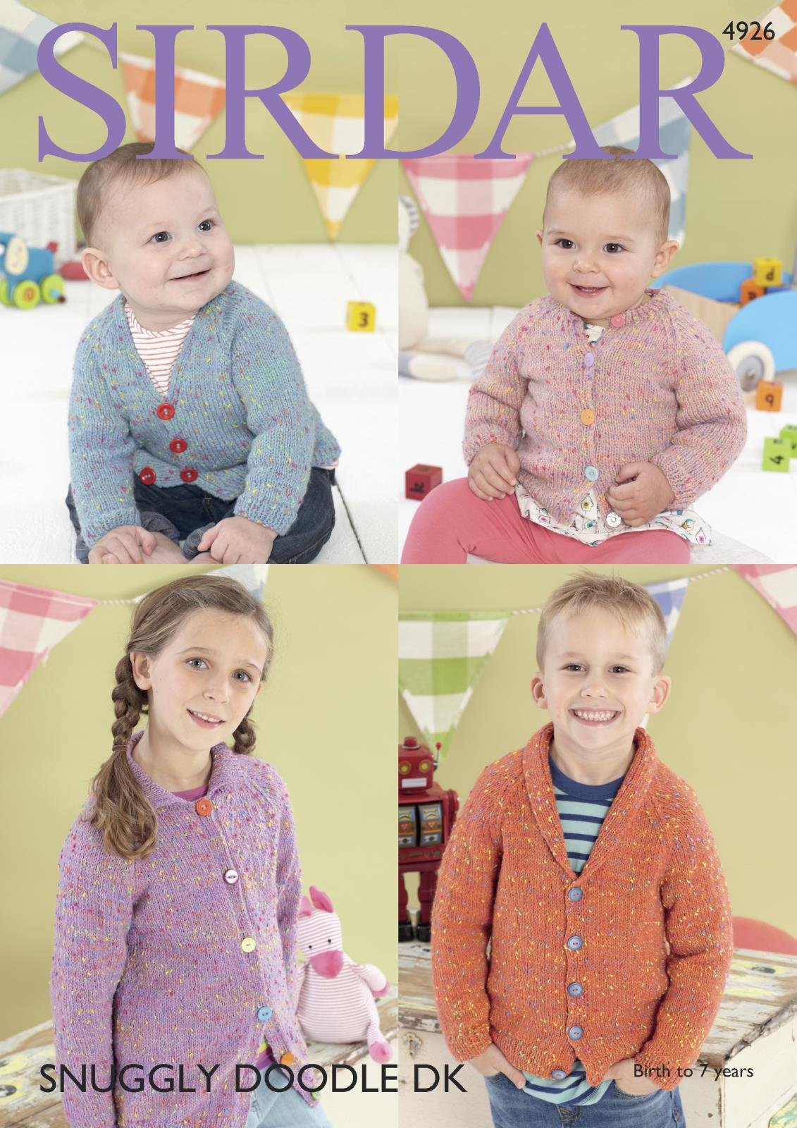 Sirdar 4926 Knitting Pattern Baby And Childrens Cardigans In Snuggly Doodle Dk