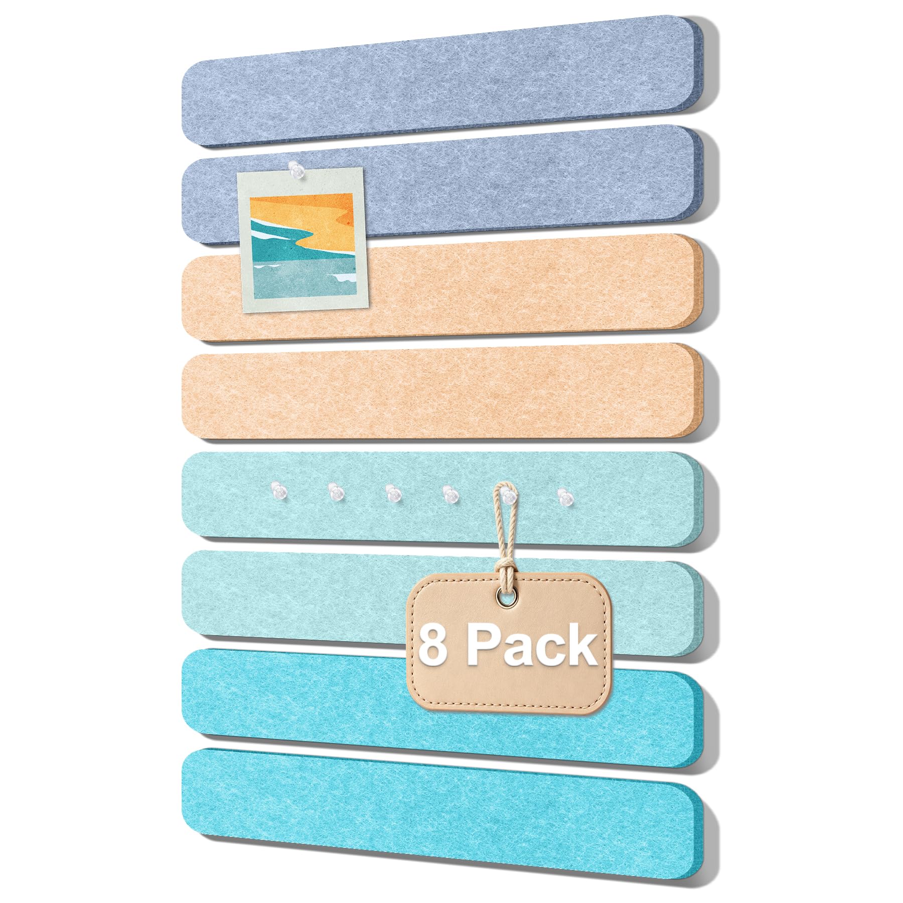 Felt Bulletin Board Strips, 8 Pack Cork Board Alternative for Wall Decor