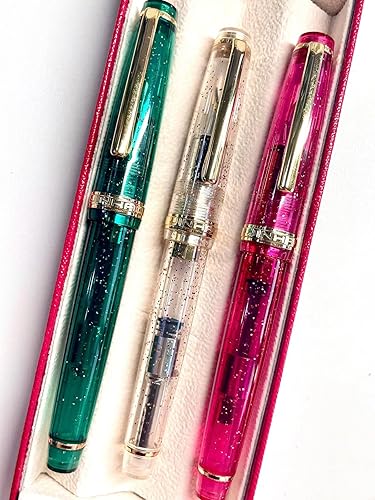 Miniatura 2 de JinHao 82 - Pluma estilográfica transparente, mezclada, colorida, fluorescencia, acrílico, punta fina, oro, con juego de convertidor de tinta, 4