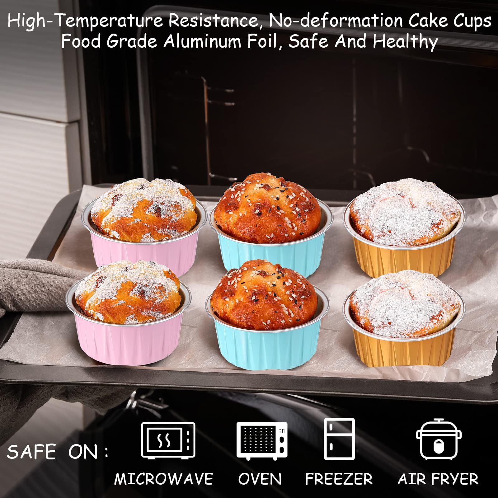 150 Pack 3 Oz Aluminum Foil Baking Cups - Disposable Muffin Liners, Tart Cups For Oven, Freezer Safe
