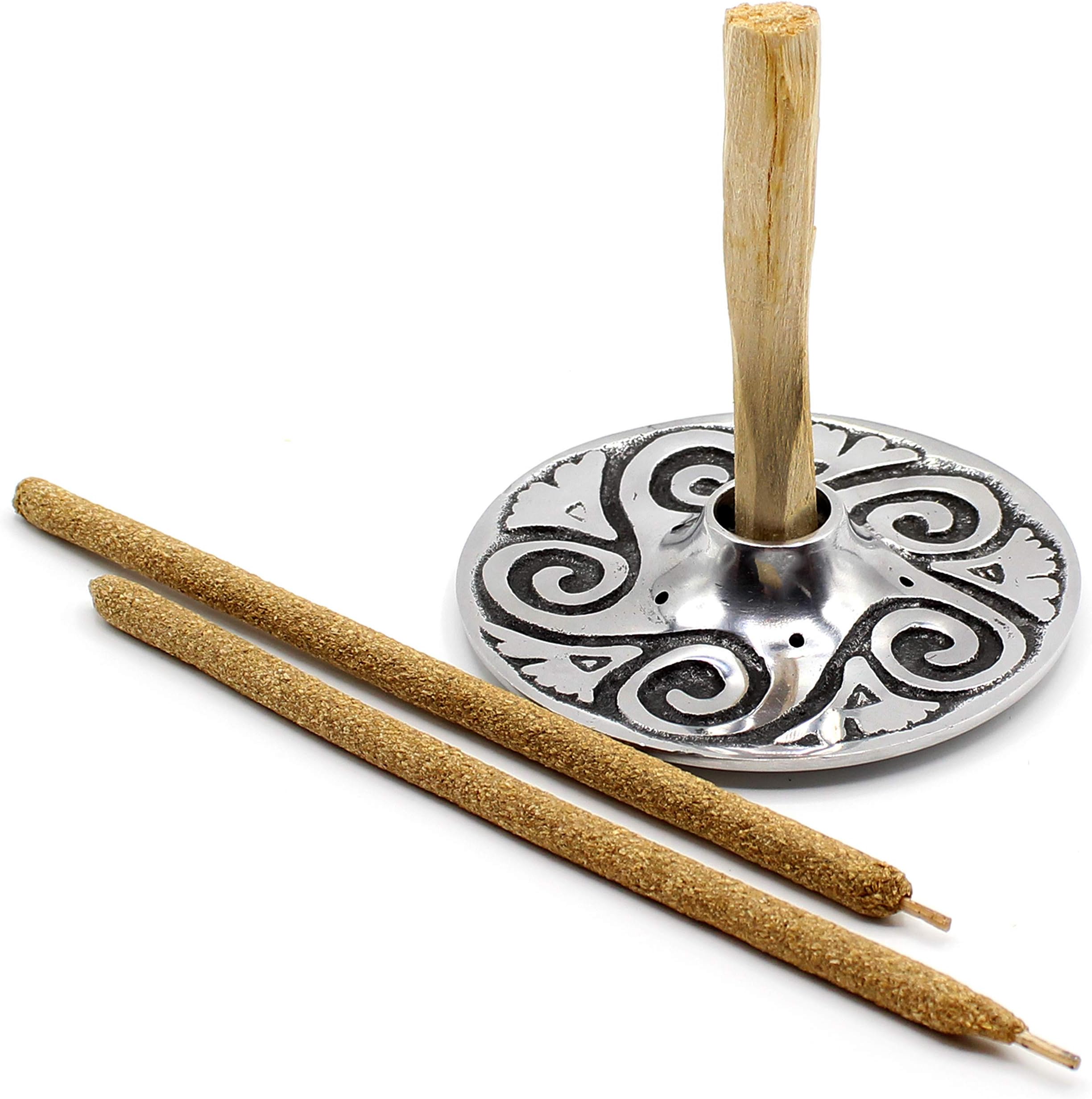 Blessed Ember Metal Palo Santo Holder and Incense Burner with 1 Palo Santo Stick and 2 Rolled Palo Santo Incense Sticks