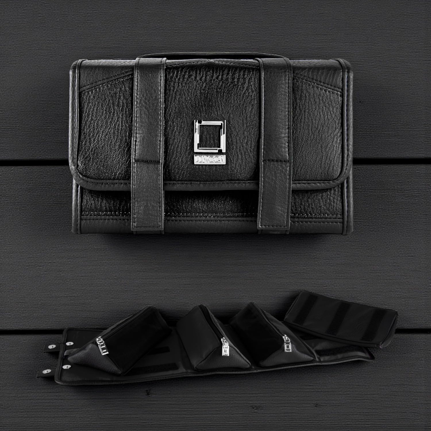 Vangoddy Compact Leatherette Dopp Kit for Men & Women, Black/Black image 2