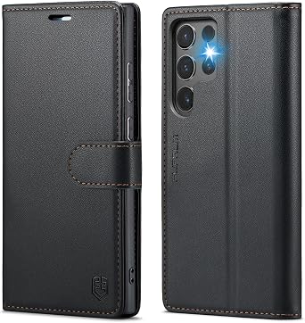 FLIPALM Wallet Case for Samsung Galaxy S24 Ultra 6.8", Black | Card Holder, RFID Blocking, PU Leather Folio Flip, Kickstand, Protective Shockproof Cover
