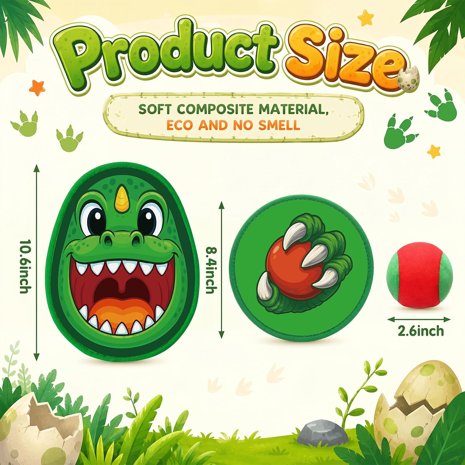 Big Dinosaur Toss and Catch Ball Set Include 4 Rackets and 4 Balls Beach Game Outdoor Ball Sports Games Toss and Catch Balls for Kids and Toddlers