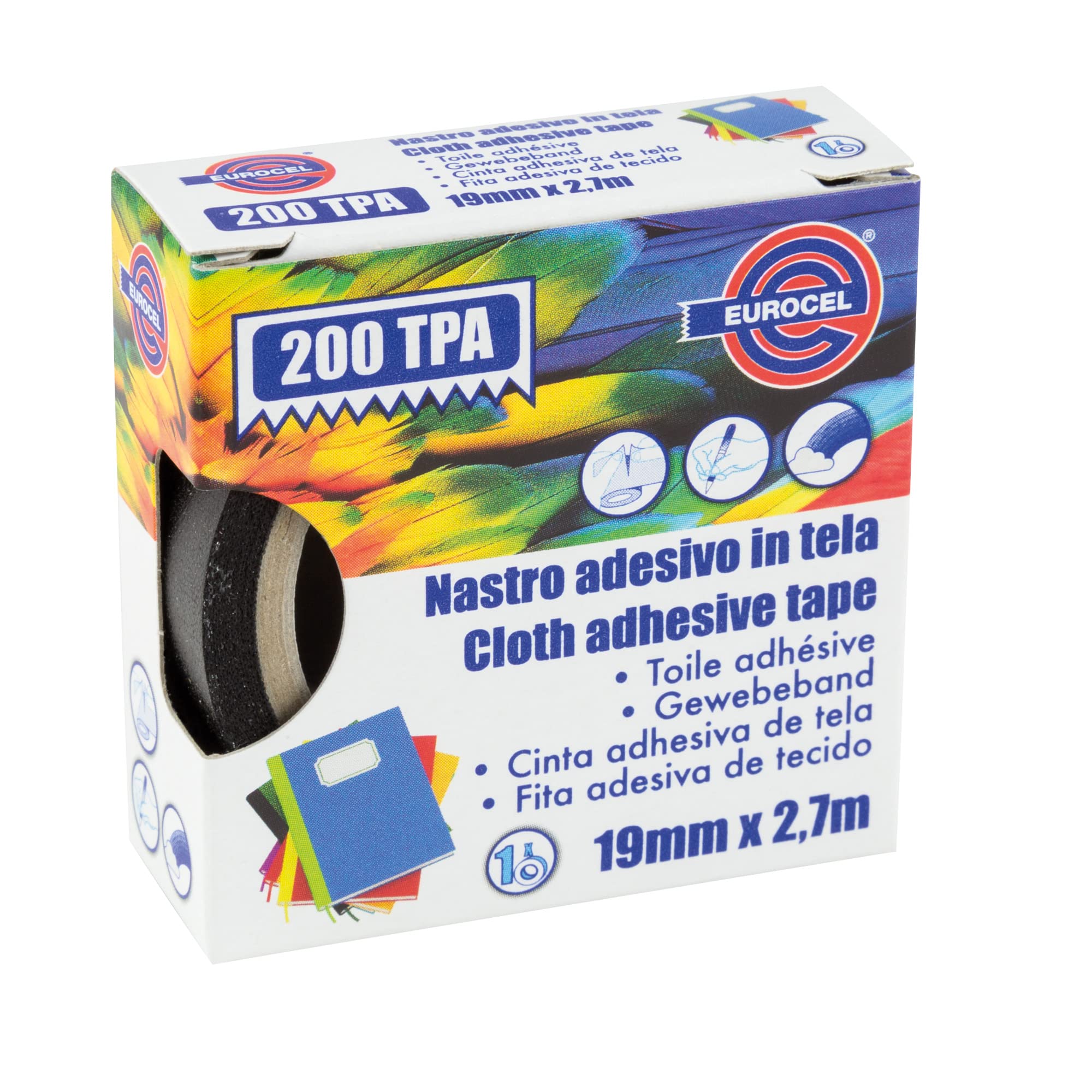 Eurocel 016714194A Nastro Tela, 19 x 2.7 mm, Nero