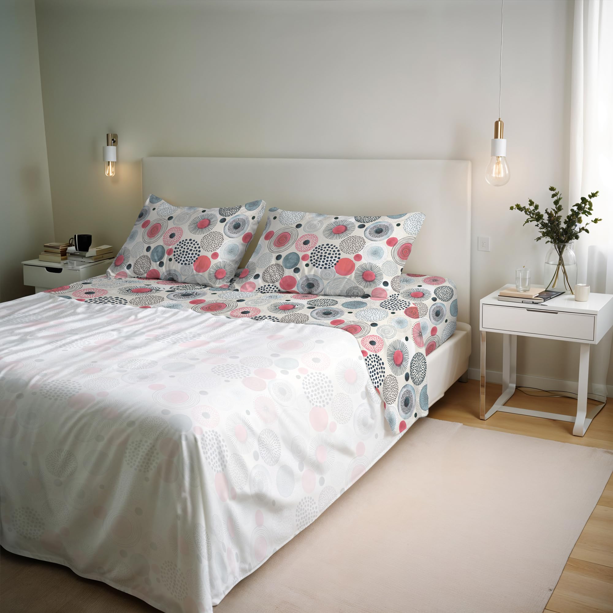 Italian Bed Linen Elba River Cotton Double Bed Sheet Set, Made In Italy – Complete Bed Set, Fitted Sheet, Top Sheet 240 X 300 Cm And 2 Pillowcases With Inner Flap (Double, )