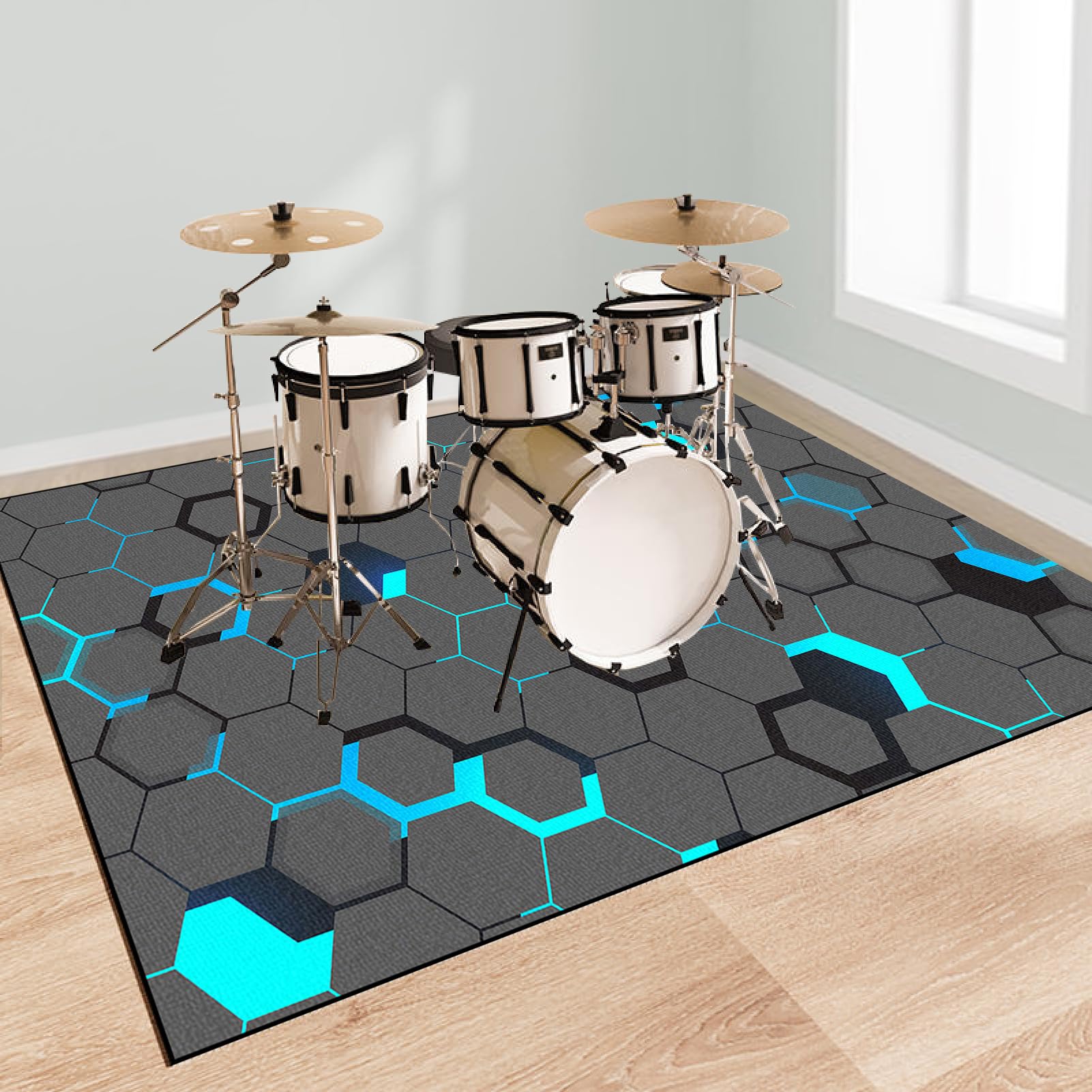 Tappetino per Batteria Elettronica e Percussioni Tappeto a Tamburo Insonorizzato Tappeto Batteria Acustica Tappeti Antiscivolo per Batteria Elettroniche Rullante Acustica Grancassa 200 x 180 cm