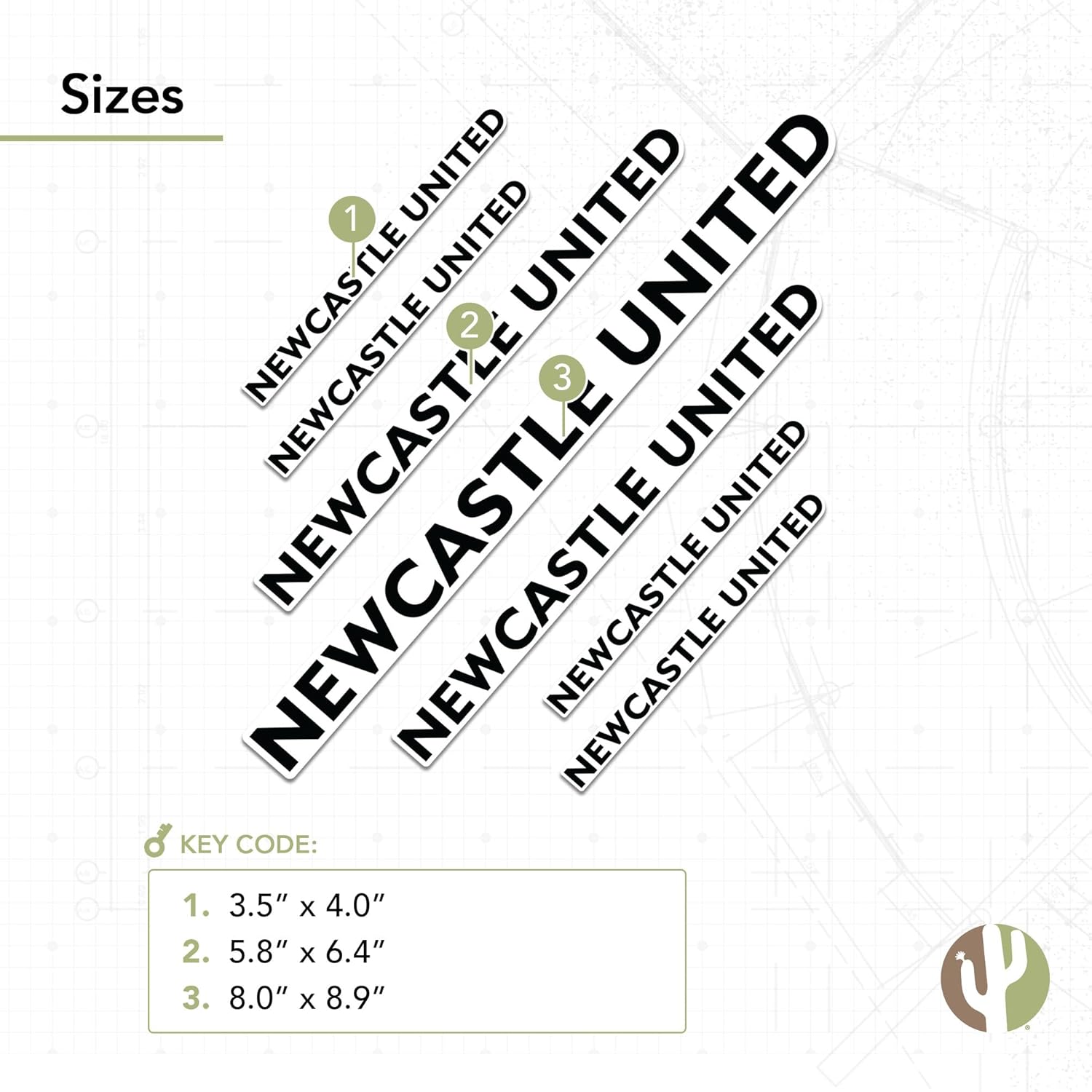 Desert Cactus Newcastle United FC Sticker Decal Vinyl NUFC Magpies English Football Soccer Laptop Water Bottle Car Scrapbook (Type 3-3)