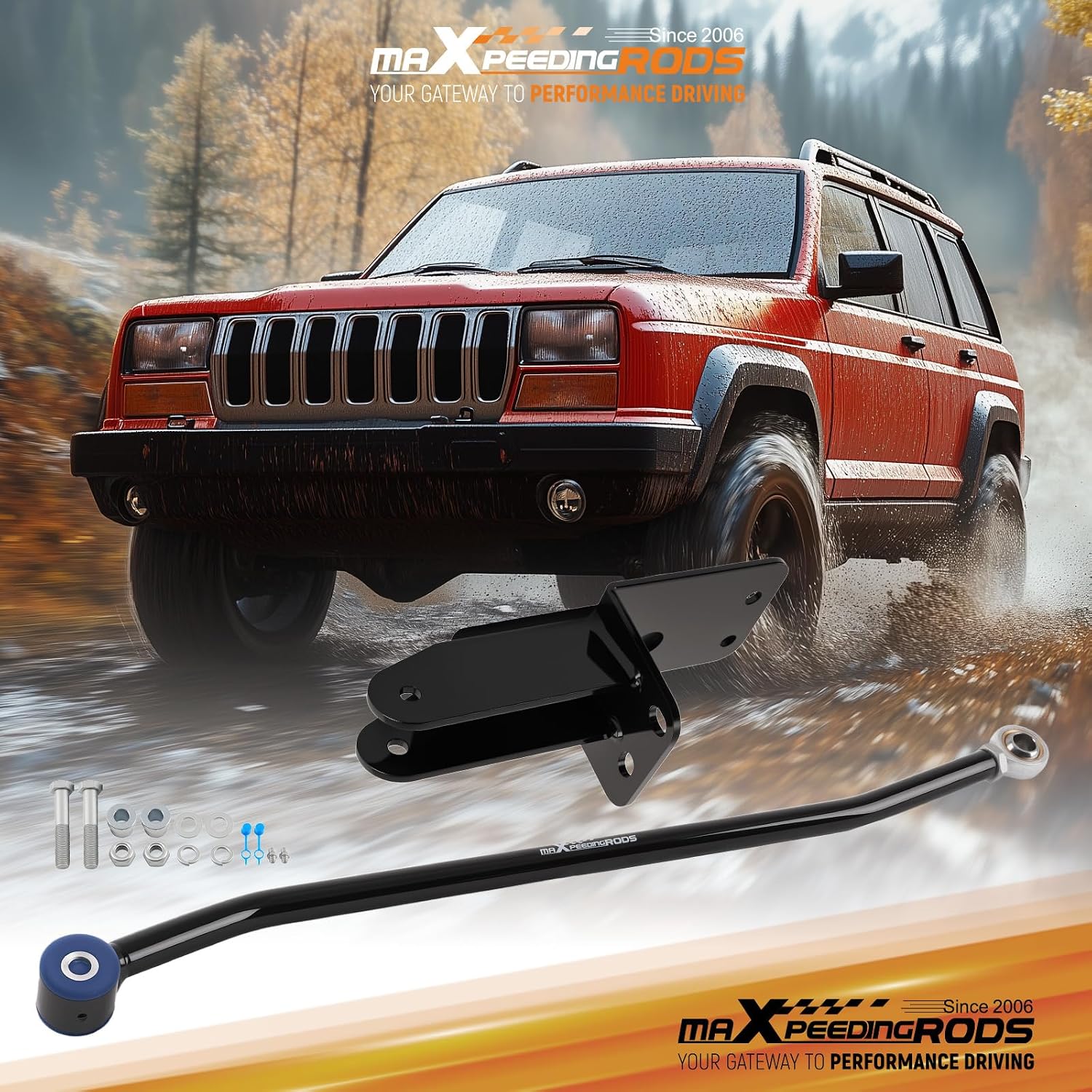 maXpeedingrods Adjustable 4-6.5" Front Track Bar for Jeep Cherokee XJ 1984-2001, Panhard Bar Rod with Relocation Bracket