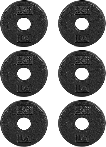 Miniatura 13 de CAP Barbell Placas de peso estándar de hierro fundido de 1 pulgada, individuales y juegos | 1.25-50 libras | Múltiples opciones Gris,Negro, 10