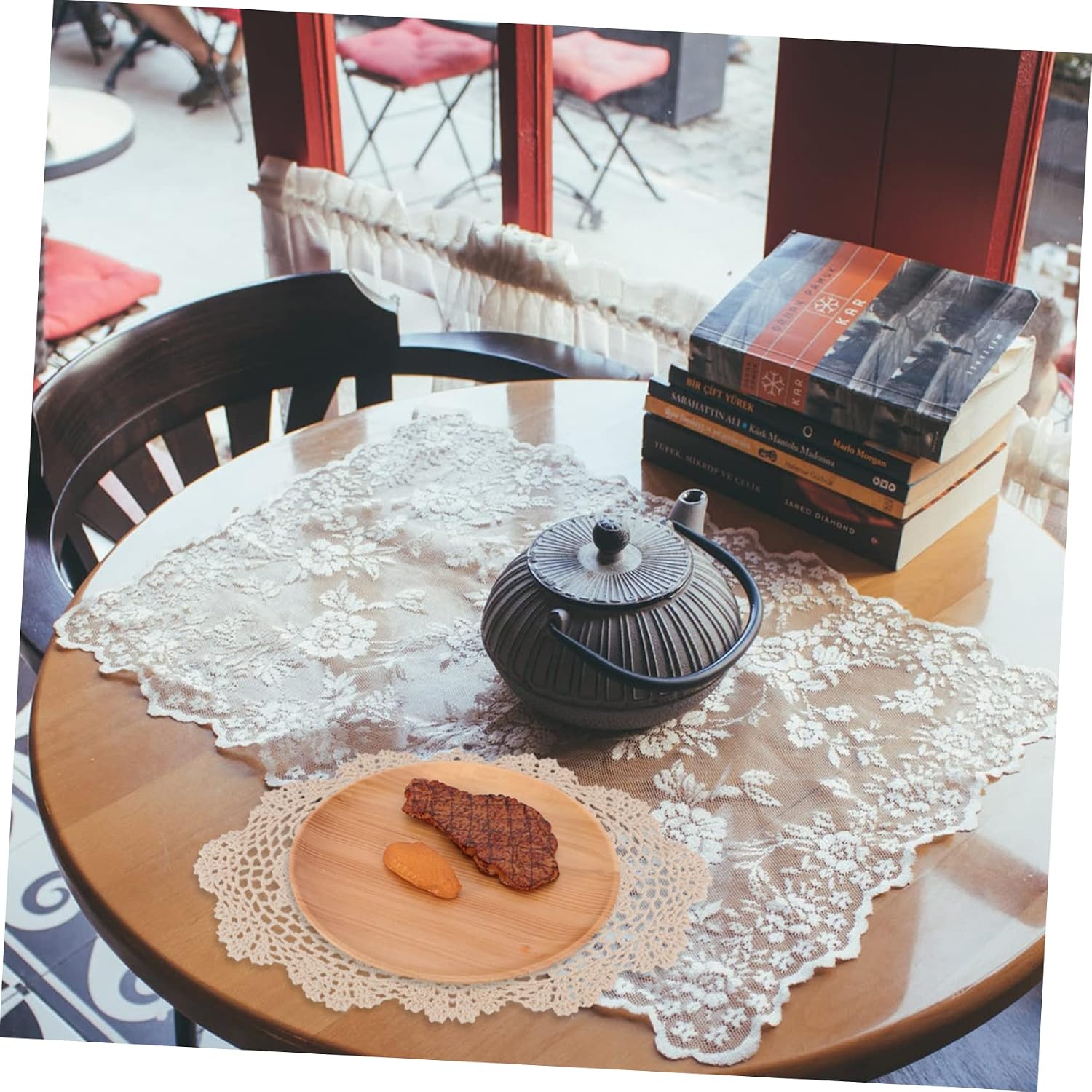 Zerodeko 1pc Retro Style Crochet Table Mat Handmade Place Mat for Dining Weddings and Home Decor Vintage Aesthetic Table Cover