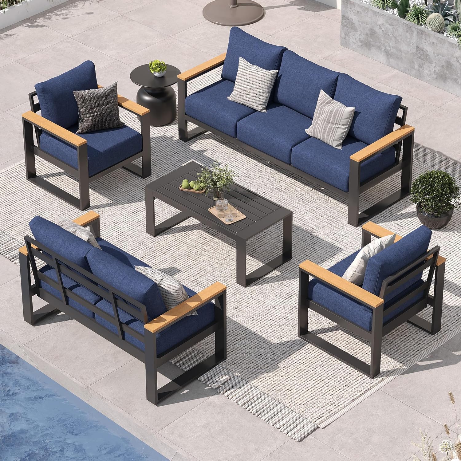 Sundale Outdoor Aluminum Patio Furniture Set with Coffee Table