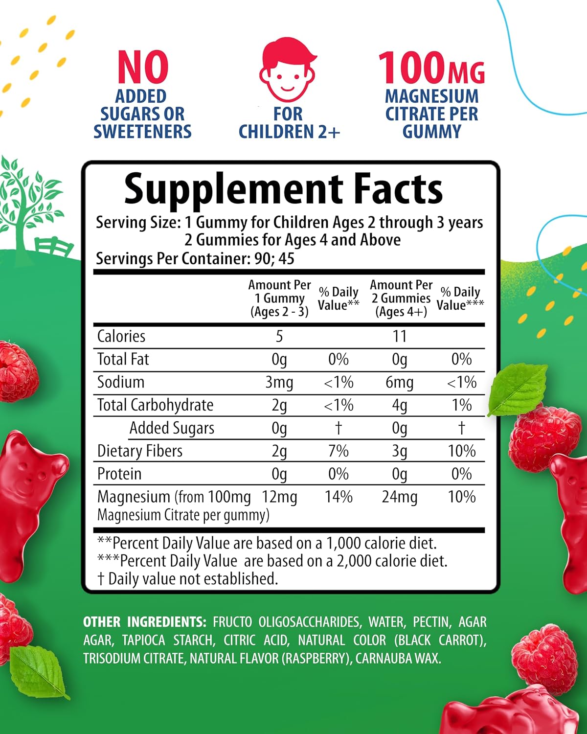 Magnesium Gummies for Kids & Adults - 100mg - Calm Magnesium Chews - Magnesium Citrate Chewable Supplement for Mood & Muscle Support - Citrato de Magnesio para Niños - 90 Gummies