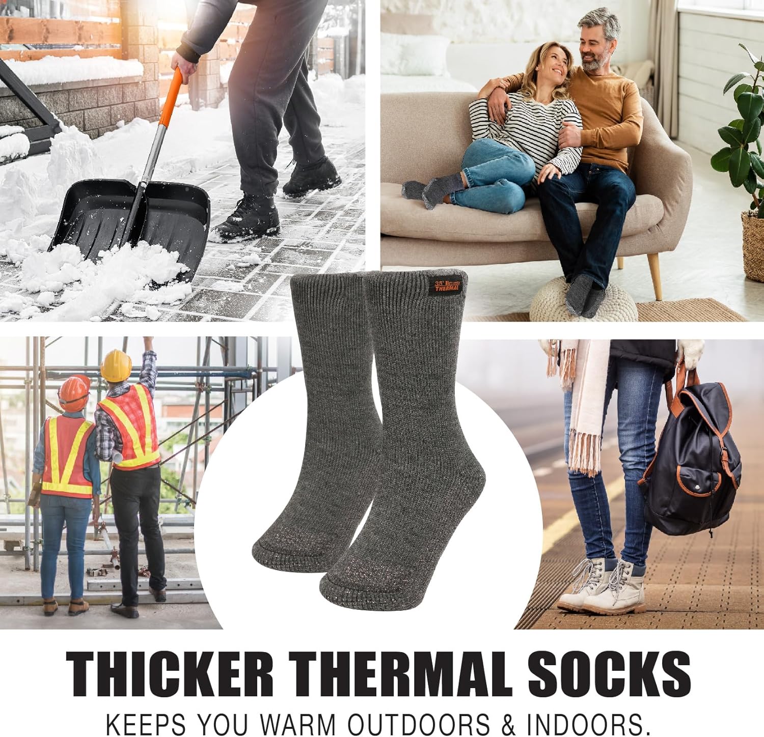 35° BELOW Thermal Insulated 1 or 3 Pk Socks for Men and Women, Designed with Soft Aluminized Loops to Keep Feet Warm and Cozy - Image 7
