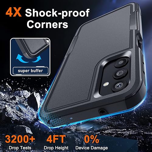 Miniatura 2 de RMOCR Funda para Samsung Galaxy A25, de cuerpo completo, resistente, a prueba de golpes, con correa de cordón, protector de pantalla de vidrio