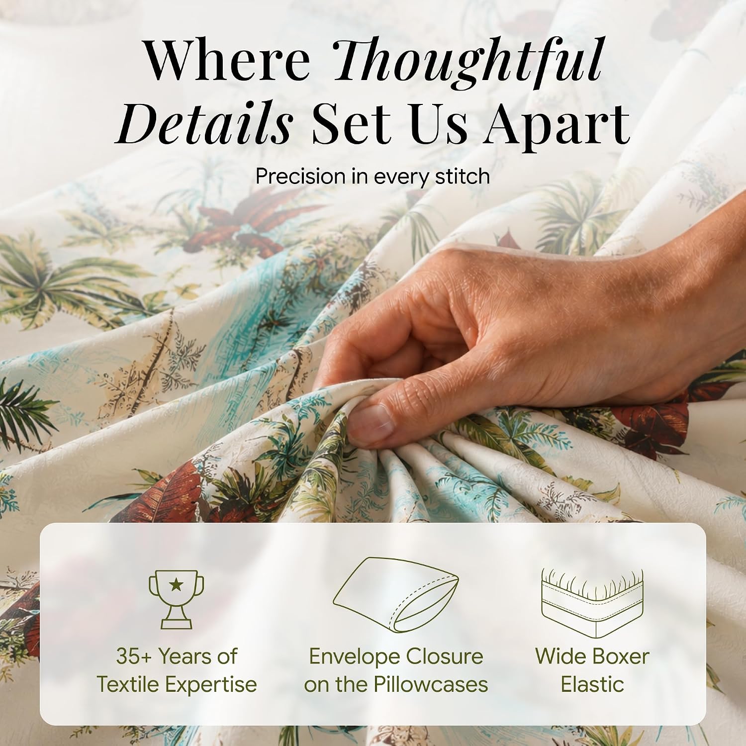 Tribeca Living Deep Pocket Queen Size Sheet Set - 300 Thread Count Cotton Sateen Sheets with 22-Inch Extra Deep Pockets, Oeko-Tex Certified, 4 Bedding Set in Paradise Island Multi Print