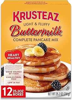 Krusteaz Heart Healthy Buttermilch-Pfannkuchen und Waffelmischung, leicht und flauschig, 714 ml Boxen (12 Stück)