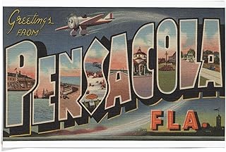 Lantern Press 36x54 Inch Giclee Print, Greetings from Pensacola, Florida (Airplanes)