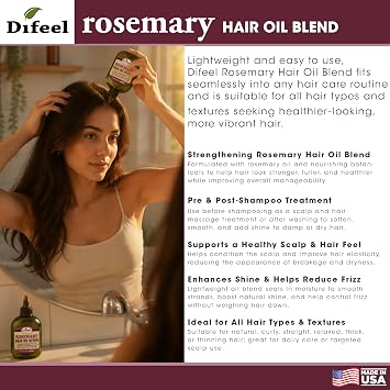 Difeel Rosemary Hair Oil Blend 2.5 oz. - Rosemary Oil Hair Treatment