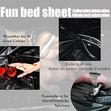 Erotic Waterproof Couples Bed Sheet, 220 x 200 cm, Waterproof Love Blanket for Sex Washable Latex Sheet (Black)