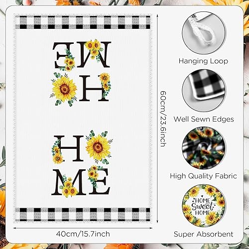 Miniatura 2 de Buryeah Juego de 12 toallas de cocina de girasol, juego de toallas de primavera a granel, toallas de mano decorativas de sol, toallas de plato de