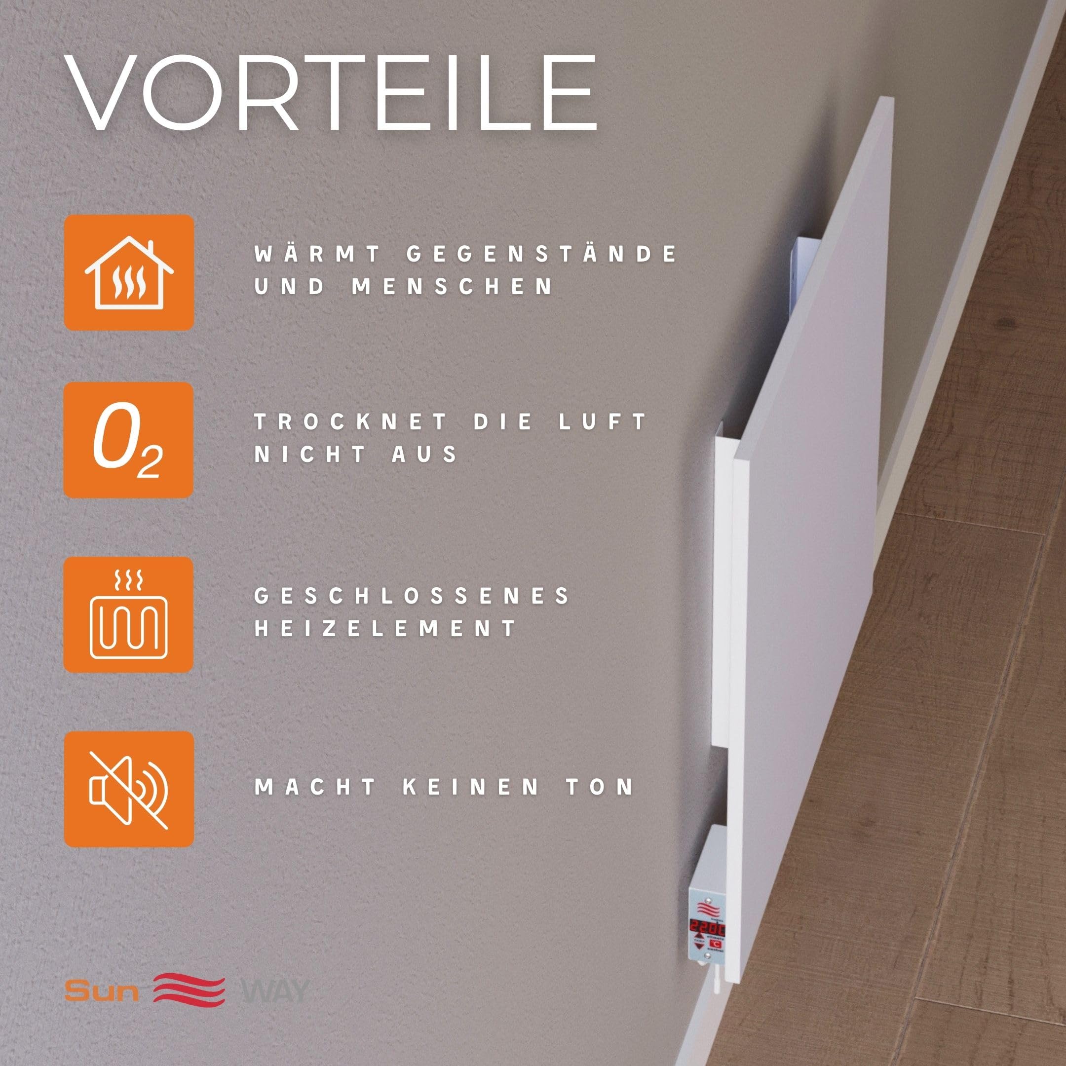 Ceramiczny grzejnik. Panel podczerwieni. Sun WAY TCМ-RA 500 watt | Ogrzewanie do 10 m² | Z wbudowanym programatorem