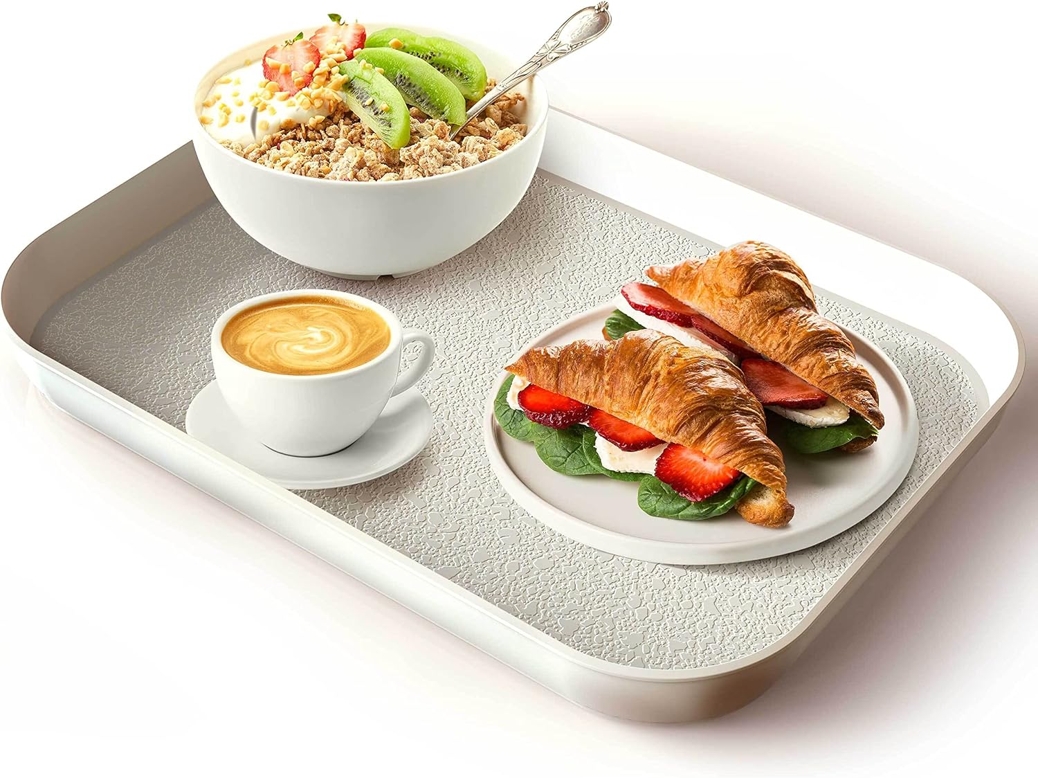 Mueller Serving Tray Reversible European Made Serving Platter, 2in1, Grill Accessories Rectangular Non-Slip Tray, Shatter-Proof, Non-Toxic, for Coffee Table, Kitchen, Outdoors, Dishwasher Safe, Beige