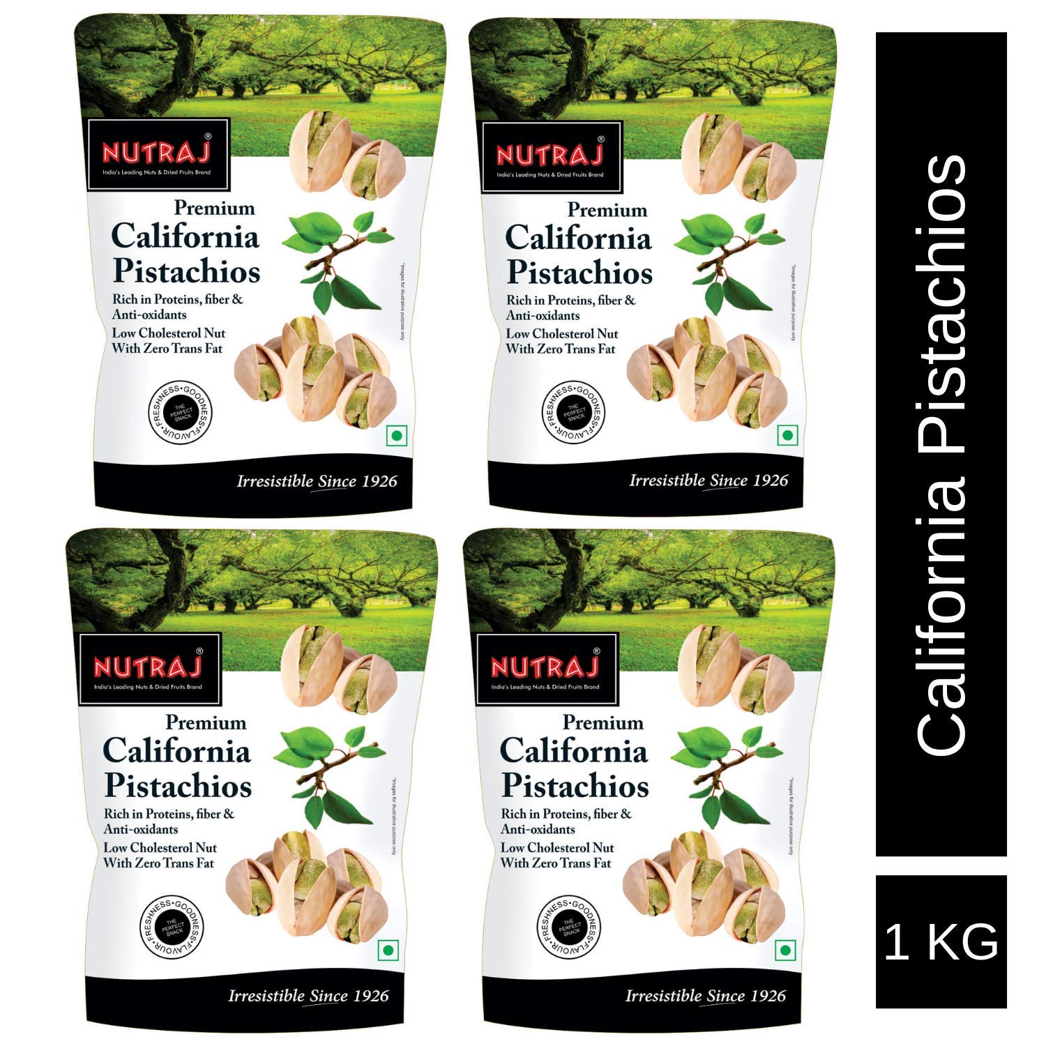 Nutraj California Roasted & Salted Pistachios 1 Kg (4 x 250g), Premium Healthy Pista Rich in