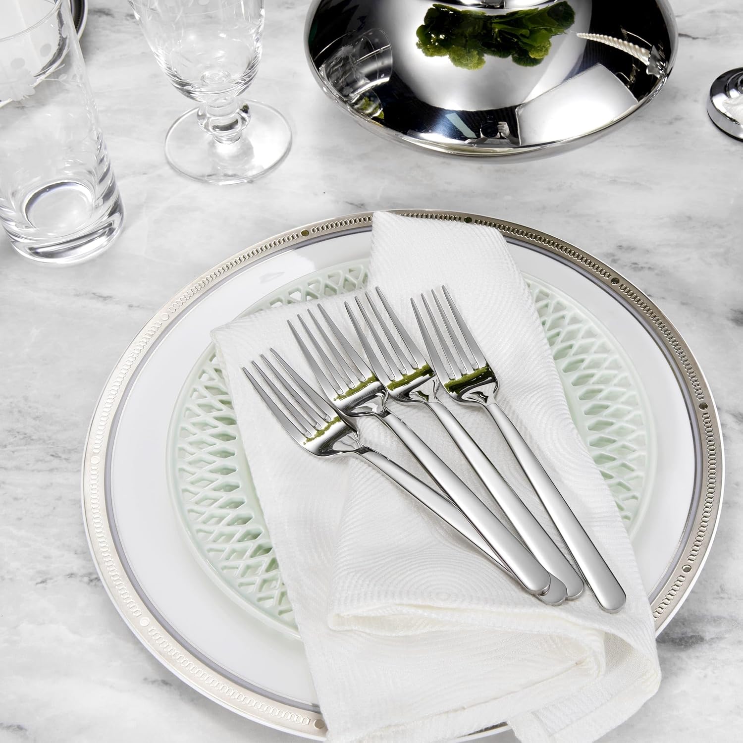 KEAWELL Premium Aline 4-Piece 7.3-Inch Salad Fork Set (4, Salad Forks)