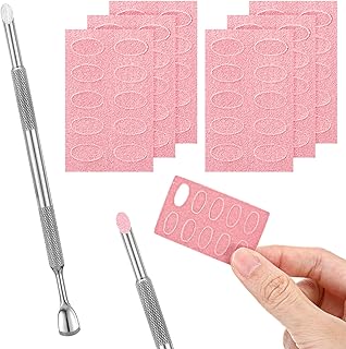 Dual Ended Nail Cuticle Pusher with 180 Self-adhesive Grit Sandpaper Sheets Replaceable Refill Nails Pre, Dual Ended Cuticle Remover for Manicure Pedicure Nail Art
