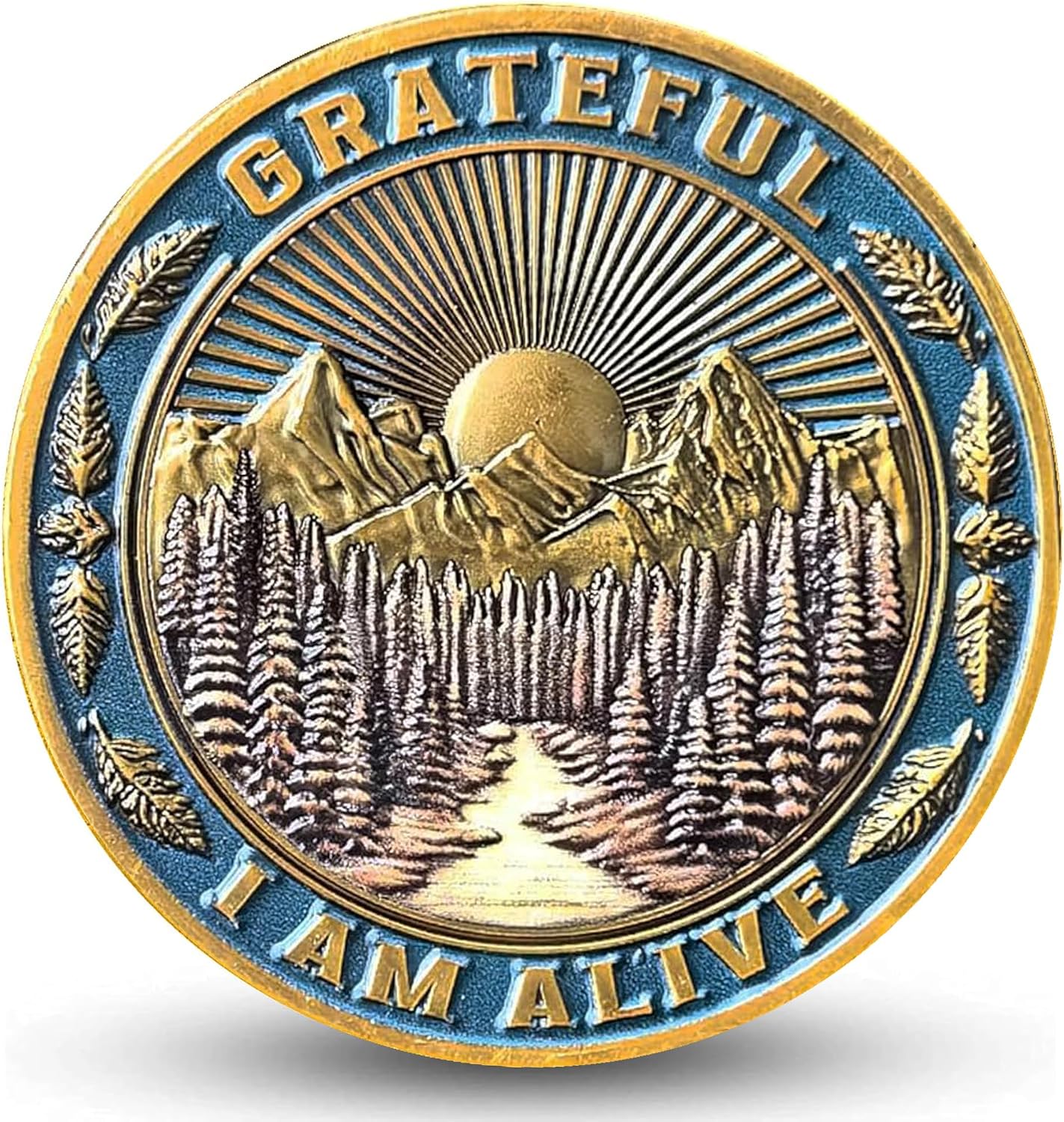 Grateful I Am Alive Sobriety Chip – 1.57 Inch Zinc Alloy AA Coin with Motivational Serenity Prayer Design – Inspirational Token for Recovery & Support