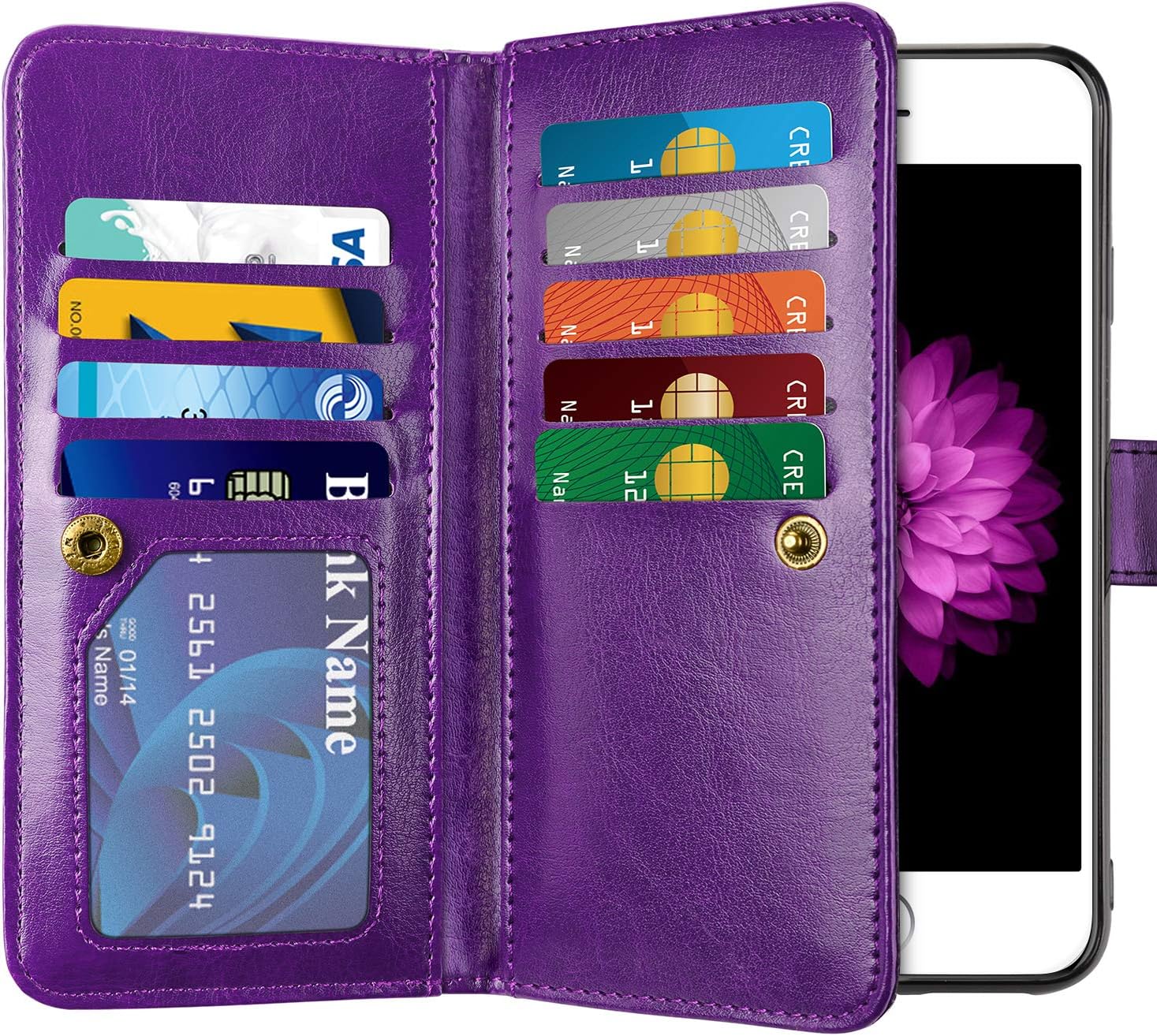 Vofolen 2-in-1 Case for iPhone 6S Plus Case iPhone 6 Plus Wallet Card Holder Detachable Flip Cover Magnetic Folio PU Leather Protective Slim Shell with Wrist Strap for iPhone 6 Plus 6S Plus (Mandala)