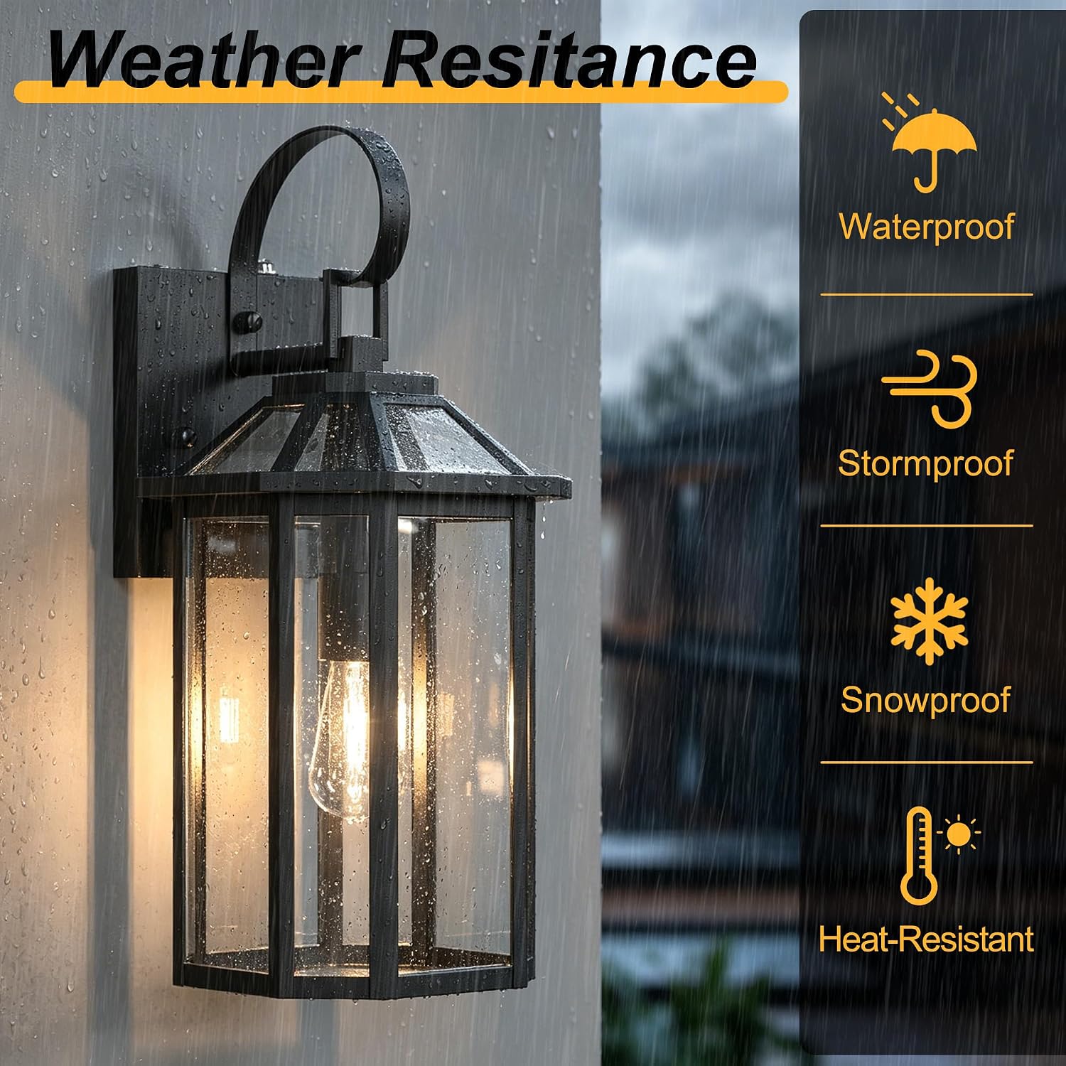 Maxax Dusk to Dawn Outdoor Wall Light, 20 Inch Exterior Wall Mount Fixture for House Front Porch, Black Anti-Rust Modern Coach Lantern with Tempered Glass Shade for Garage