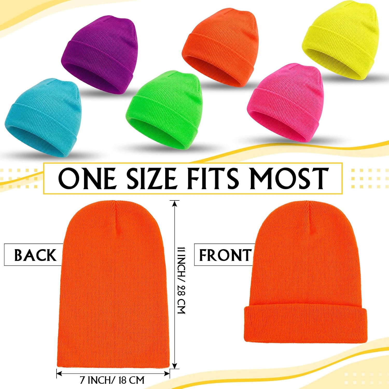 JenPen Neon Beanie Hat Slouchy Beanie Cap Unisex Knitted Winter Hat Ski Plain Knitted Cap for Men and Women