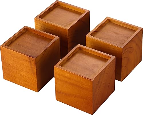 Lufia Wood Bed Furniture Risers 4 Inch, Solid Pine Wood