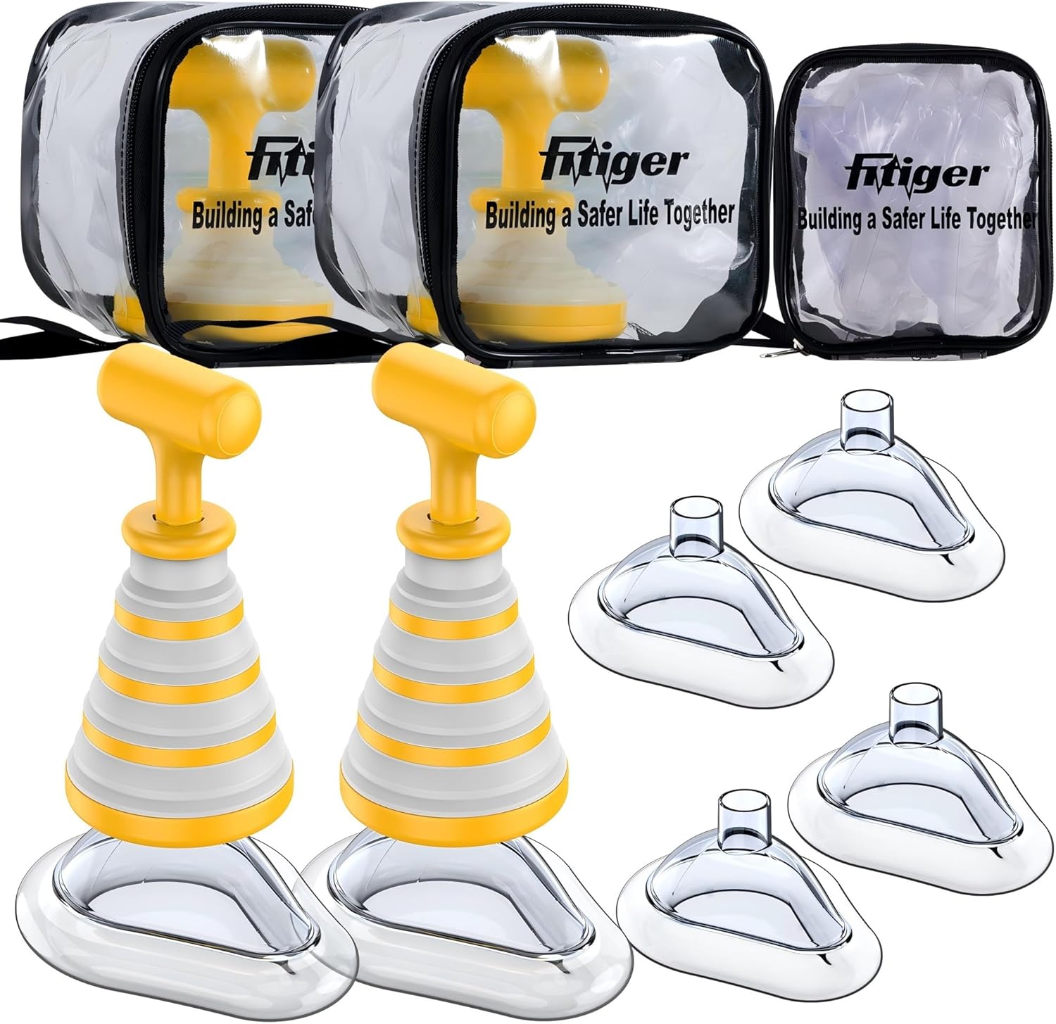 FoldPumpVac Collapsible Airway Clearance Device 2 Pack, First Aid Kit for Children and Adults, Suction Rescue Device for Kids and Adults