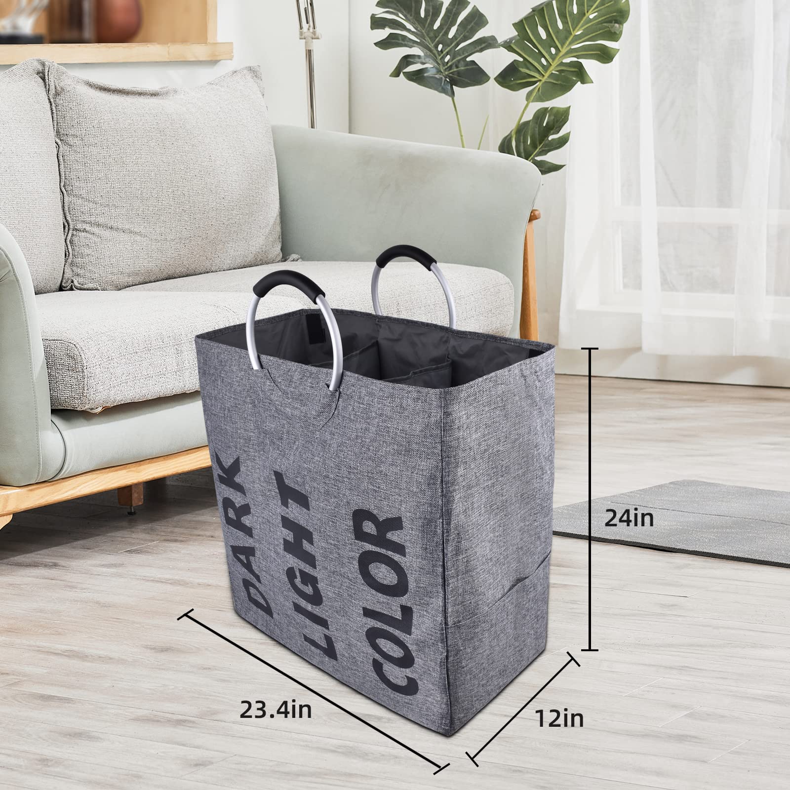 Panier à linge pliant en tissu Oxford , une anse et poches extérieures