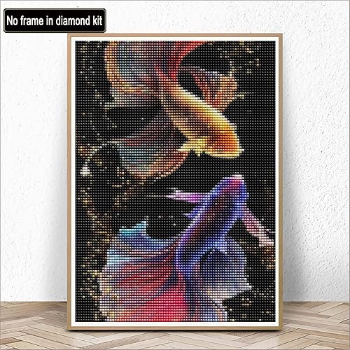 Miniatura 2 de Kaliosy Kits de arte de diamantes 5D para adultos, coloridos peces de lucha por números, pintura de diamantes, arte de peces, bricolaje, taladro